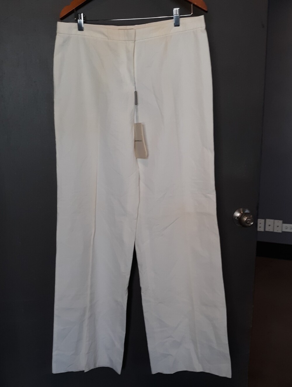 Emporio Armani Italy White 100% Cotton Wide Leg Trousers Pants NWT Flaw IT 46